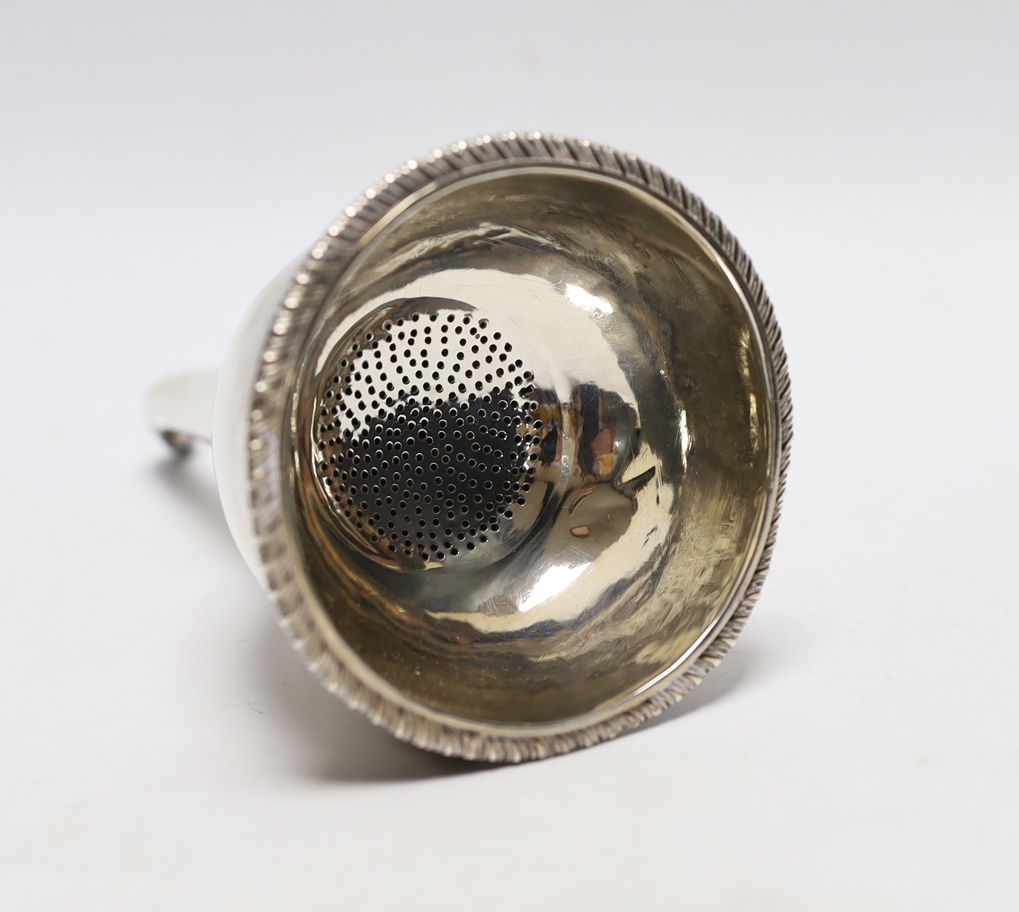 A George III silver wine funnel, no muslin ring, Charles Chesterman II?, London, 1797, 15.2cm.